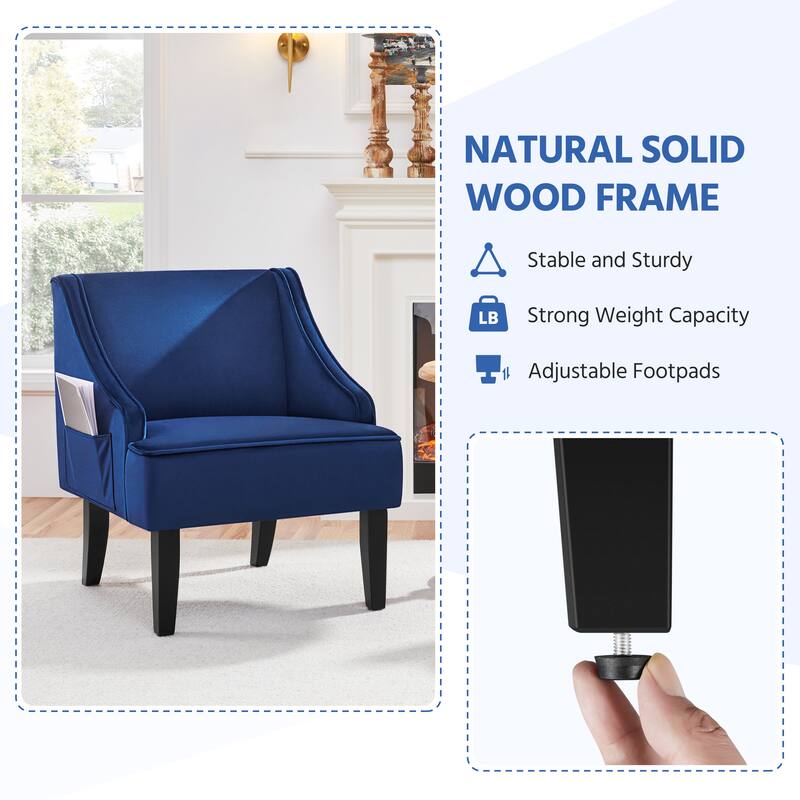 Yaheetech Modern Velvet Fabric Accent Chair with Rubber wood Legs