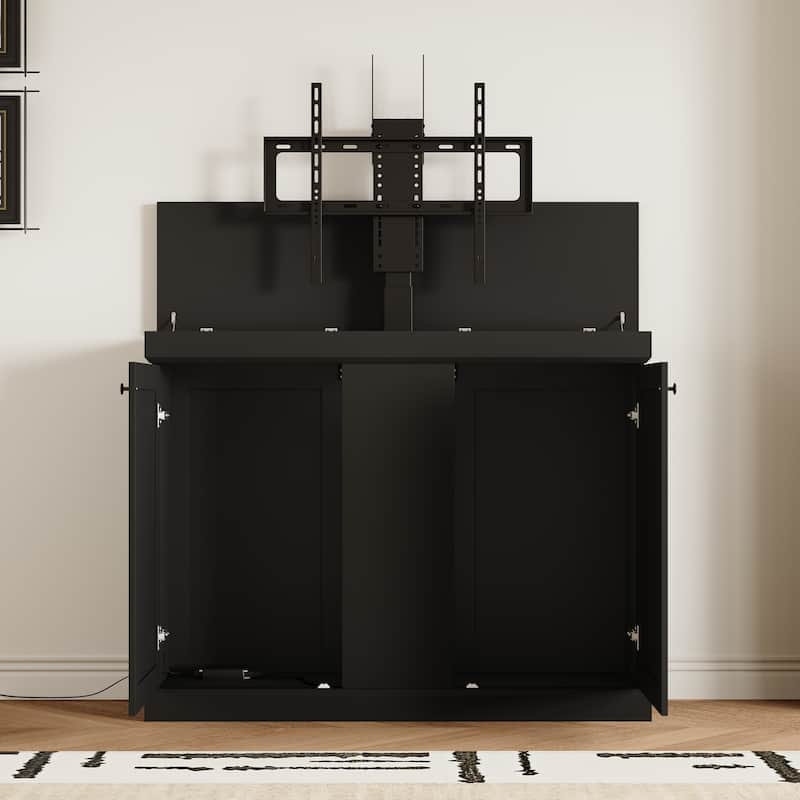 Electric Lift TV Cabinet with Remote Control Fits 50 Inch TVs Modern Media Console