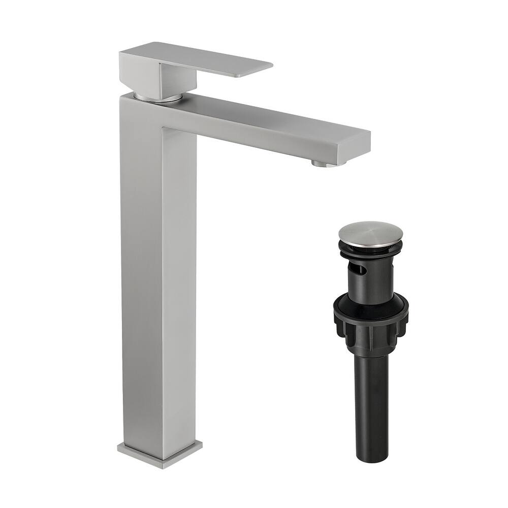 Brushed Nickel Bathroom Faucet With Pop Up Drain,Brushed Faucet,Single Hole Bathroom Faucet Modern Single Handle
