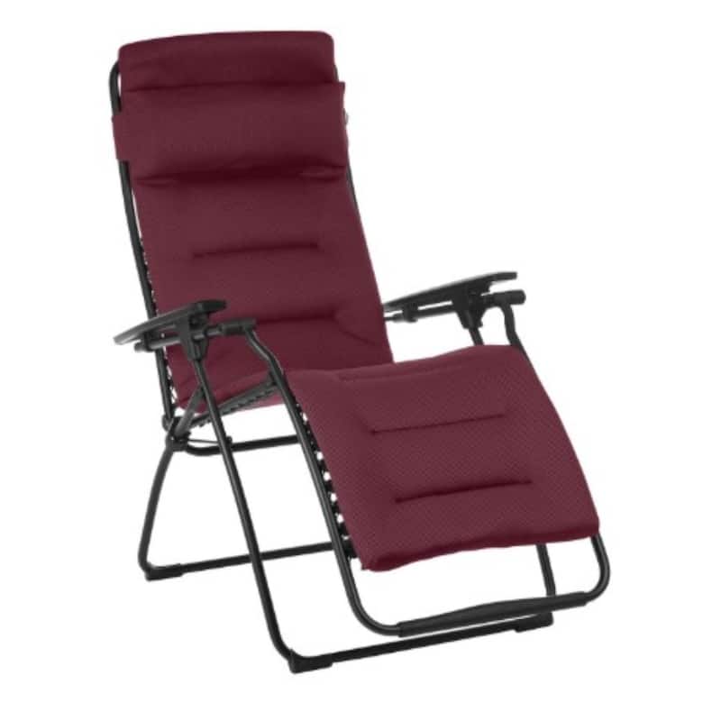 28 Inch Red Steel Outdoor Zero Gravity Chair with Removable Cushion - 32.7" x 27.5" x 46"