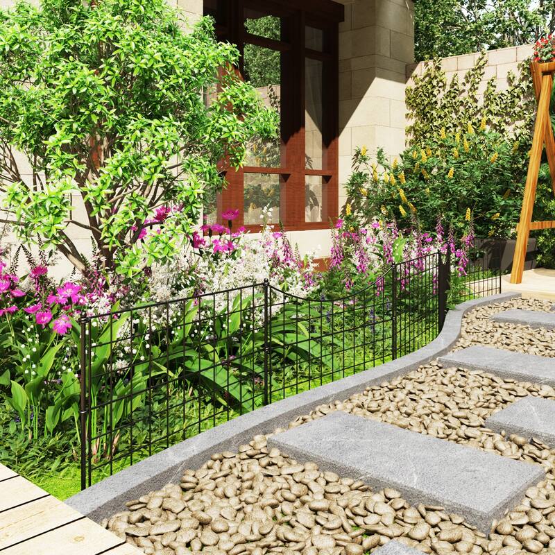 Garden Border Fence Panel Set Metal Garden Edging Flower Beds Pathways - 350.5"x28.9"
