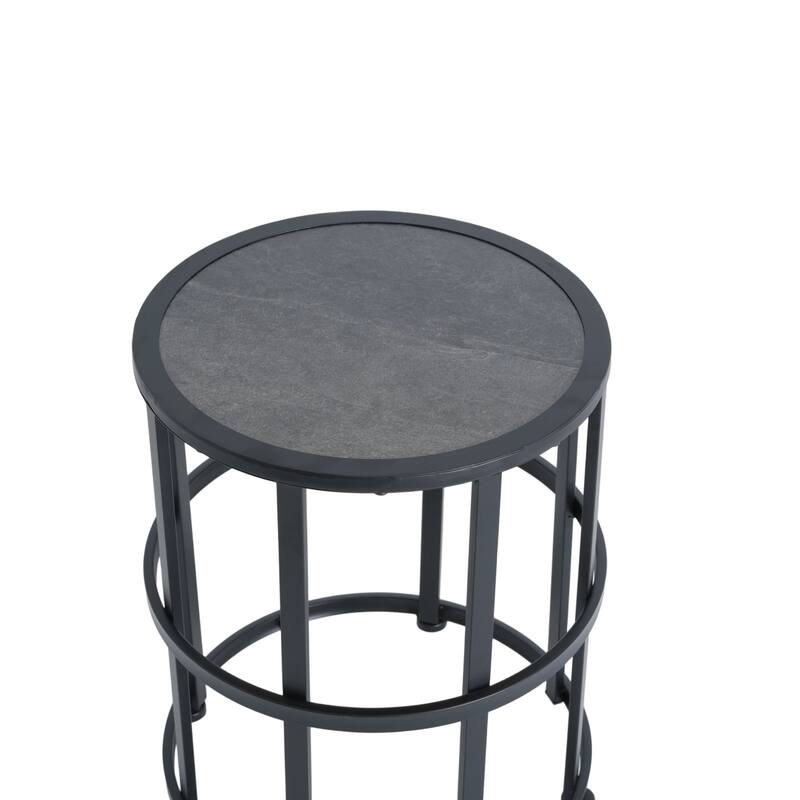 Christopher Knight Home - Mid-Century Modern Outdoor Acacia Wood Swivel Chair with Ceramic Tile Side Table