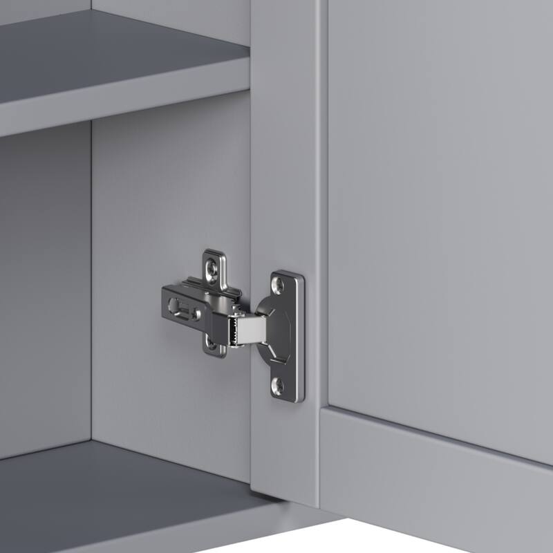 Bathroom Wall Storage Cabinet with Mirror, with Adjustable Wood Shelf & Doors, Mounted Storage Cabinets with 6 Open Shelves