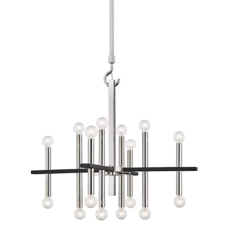 Mitzi by Hudson Valley Colette 16-light Polished Nickel and Black Chandelier with Black Accents