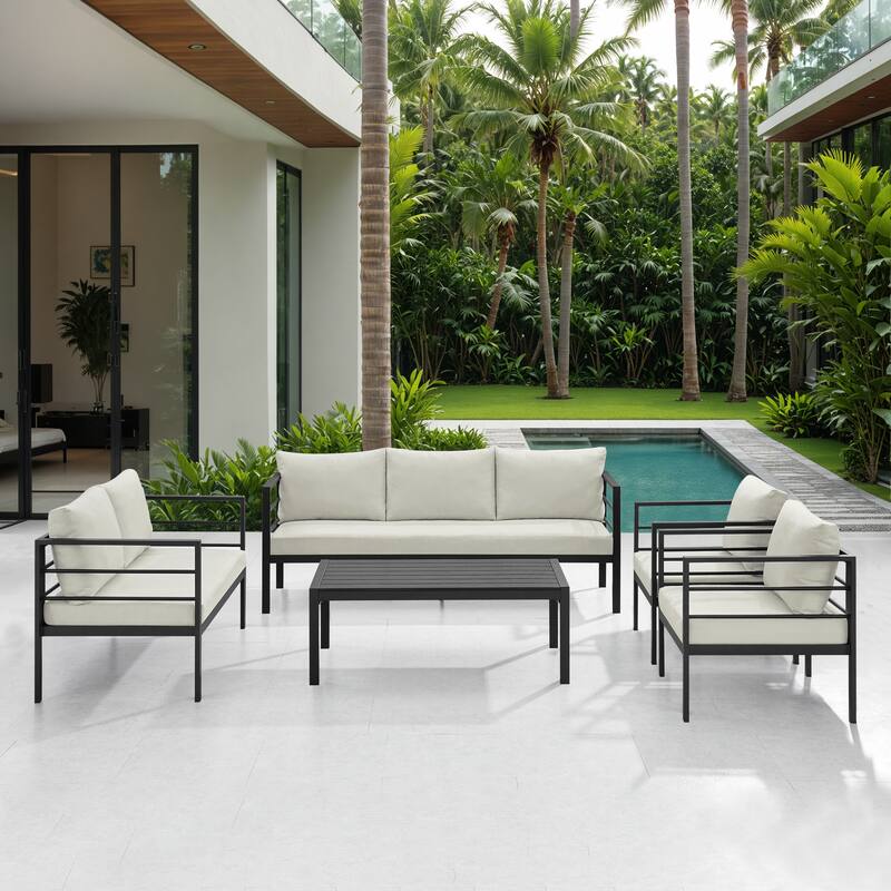 Corvus Gamba 5-piece Outdoor Iron Patio Seating Set with Coffee Table