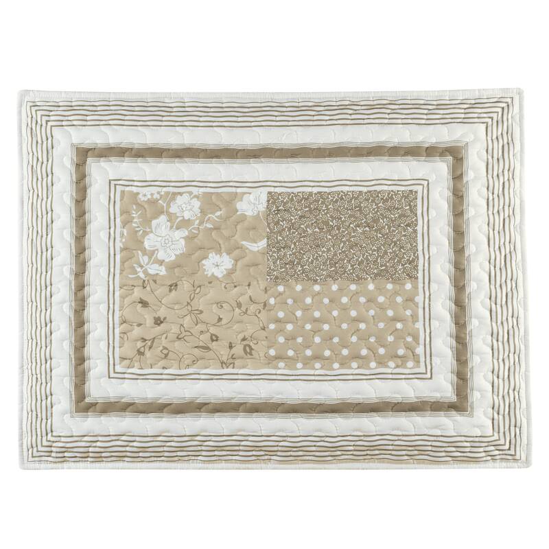 Payton Floral Stripe Patchwork Scalloped Edge Pillow Sham