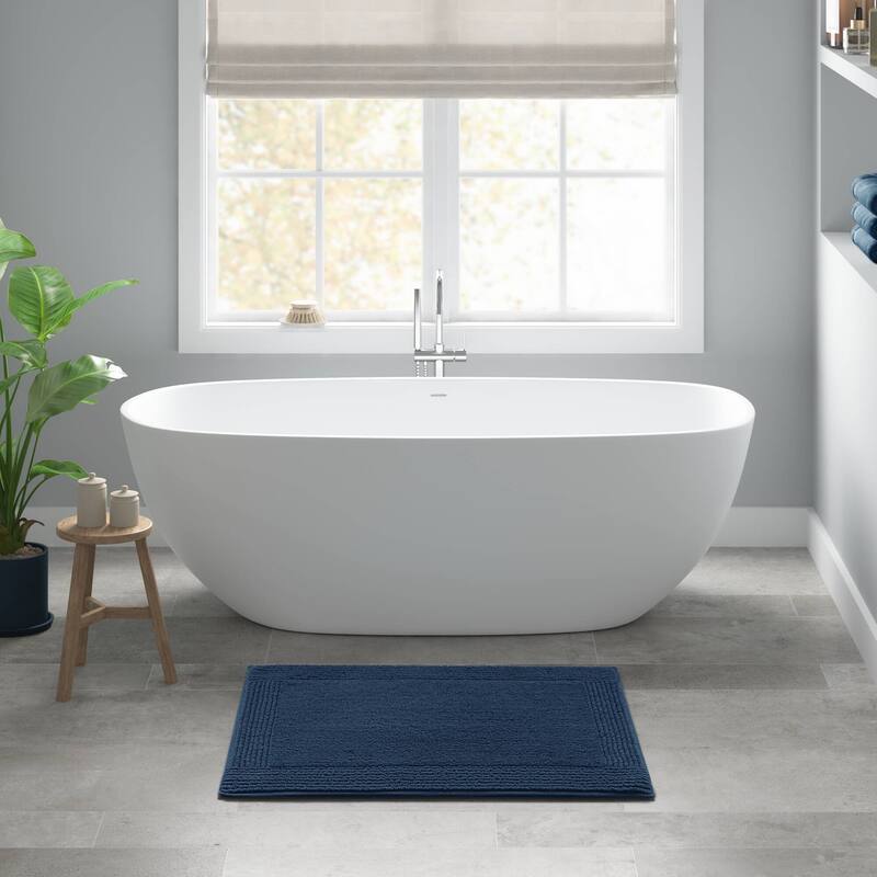 1 PCS 24x36"Tufted 3000 GSM Reversible Bath Rug Navy - 3' x 2'