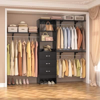 20.2'' - 96'' W Adjustable Closet Organizer with Drawers for Walk-in/ Reach-in Closet