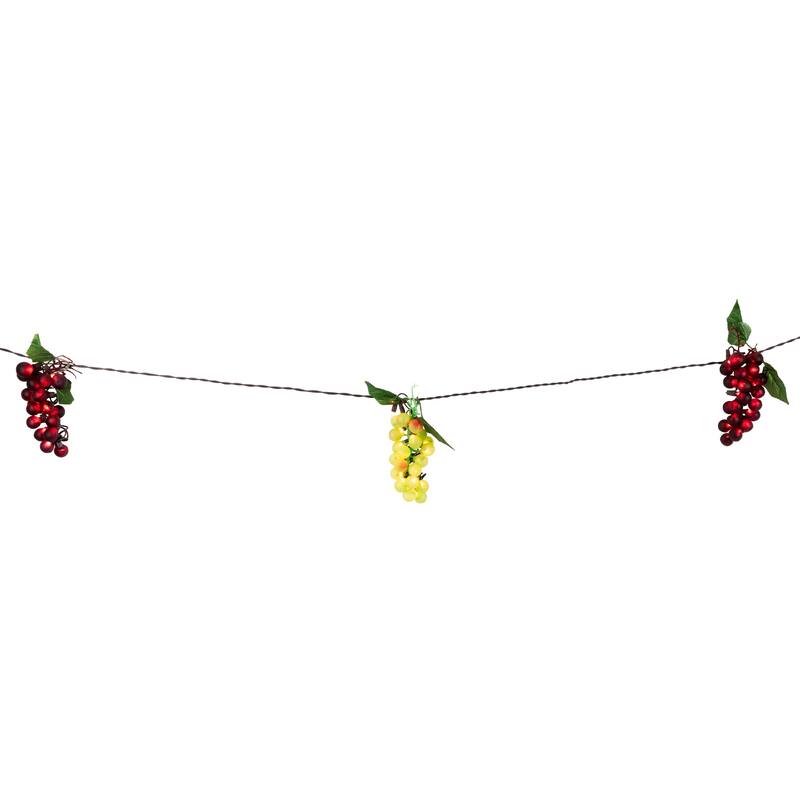 5-Count Red and Green Grape Cluster String Light Set, 8ft Brown Wire