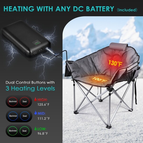 Oversized Heated Camping Chair with 20 000mAh Power Bank 10S Quick Heated Chair 3 Levels Adjustable Heated Camp Chairs On Sale Bed Bath Beyond 40331672