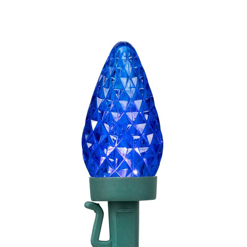 LED Faceted C9 Christmas Lights - Blue - 20.25' Green Wire - 50ct