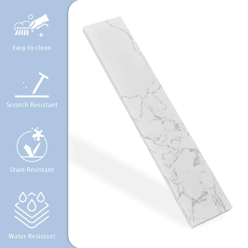 21in. White Engineered Stone Bath Vanity sidesplash in Calacatta-style - 21in. X 4in.