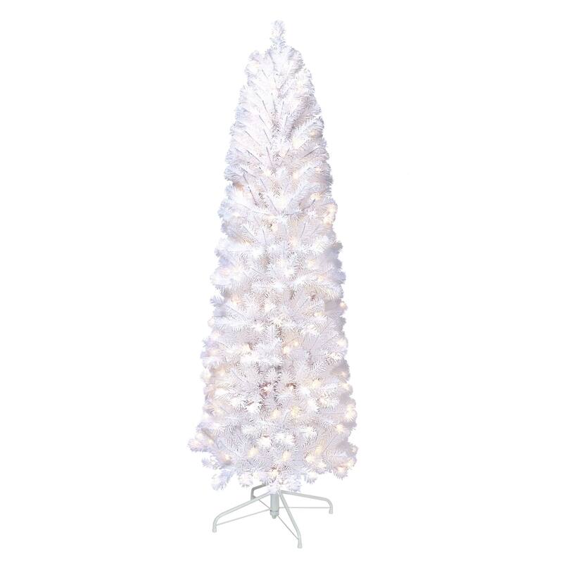 7.5' Pencil Northern Fir Artificial Christmas Tree, Clear Lights - 7.5 Foot