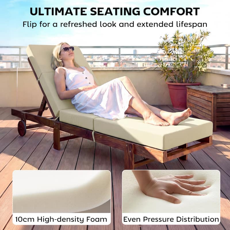 Outsunny Chaise Lounge Cushion, 4" Thick Outdoor Lounge Chair Cushions with Non-Slip Ties