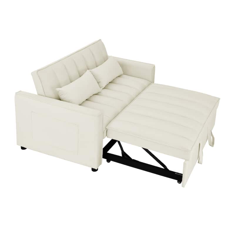 Modern Velvet Loveseat Sofa Couch Pull Out Bed,3 in 1 Convertible For Living Room Sofa Bed
