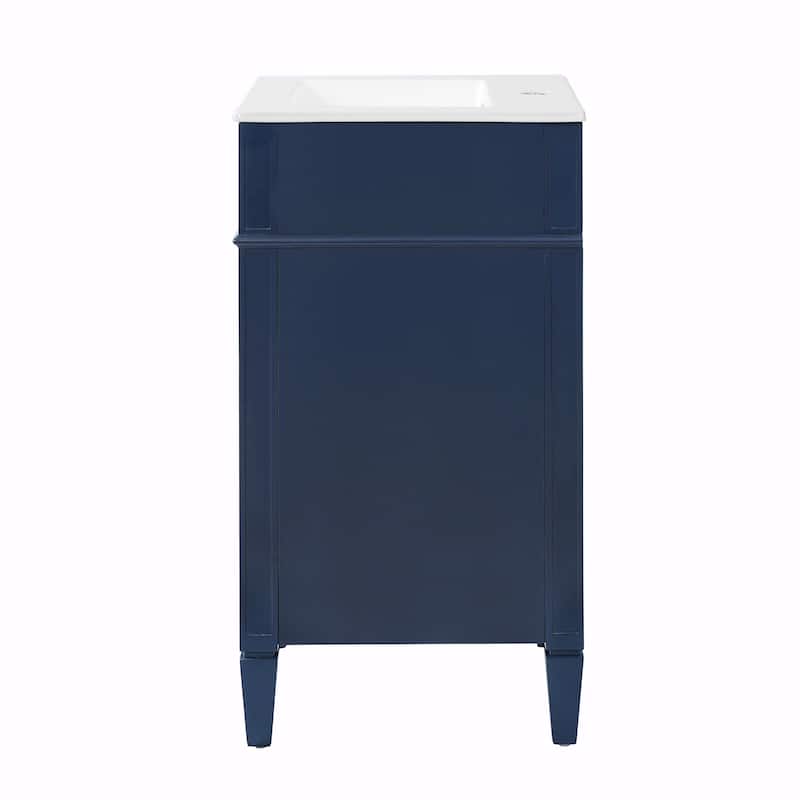 18" French Style Bathroom Vanity with Ceramic Sink, Freestanding Single Vanity Cabinet