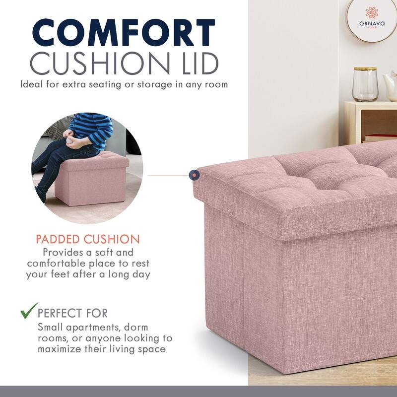 Small Foldable Rectangle Storage Ottoman