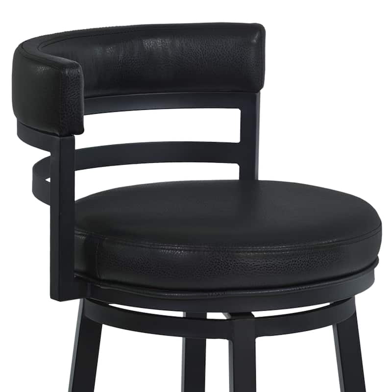 Titana Black Upholstered Metal Swivel Counter or Bar Height Barstool
