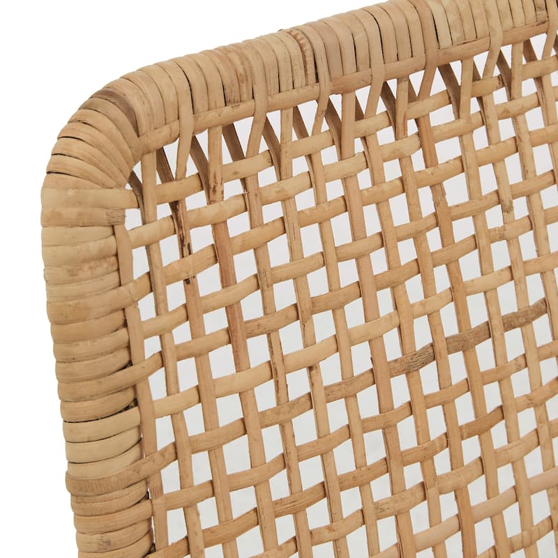 Giethoorn 27.16" Wide Natural Curved Rattan Chair with Black Metal Frame by iNSPIRE Q Modern