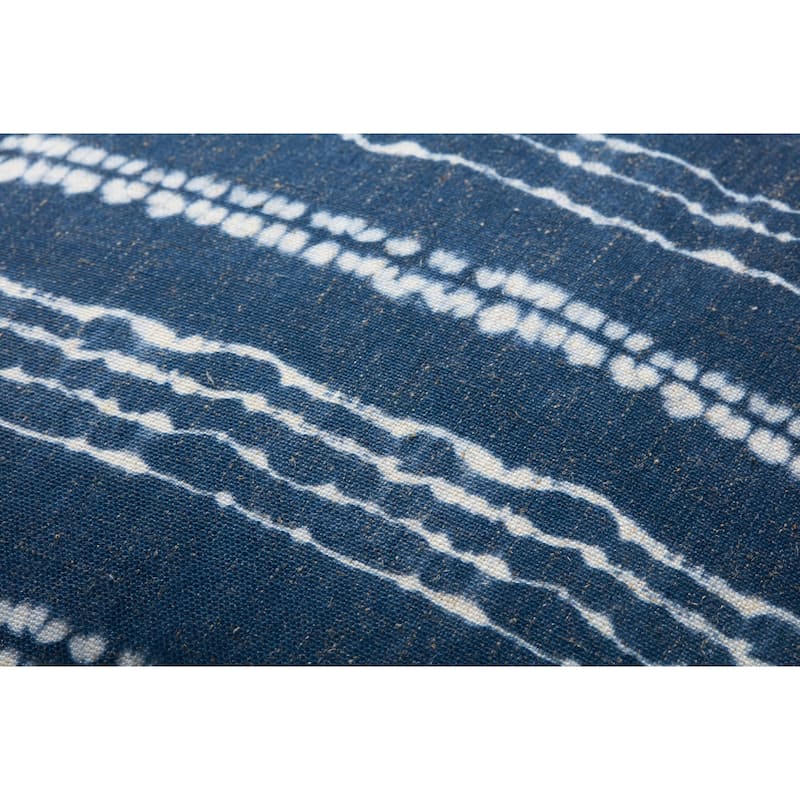 Alexander Home Indigo Coastal Linen Pouf