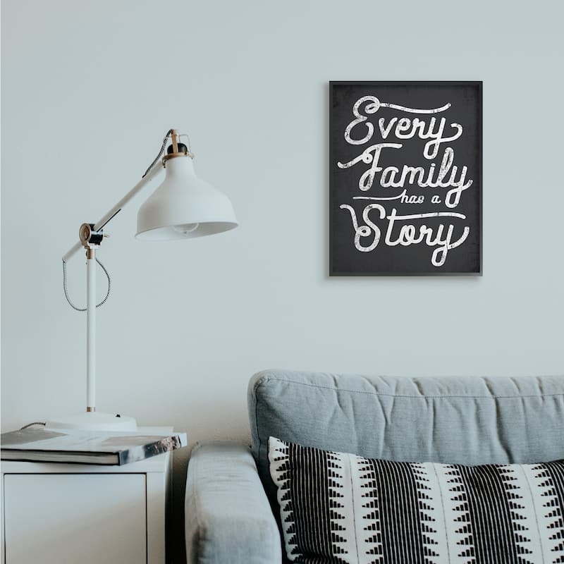Stupell Every Family Has a Story Quote Rustic Black White Framed Wall Art