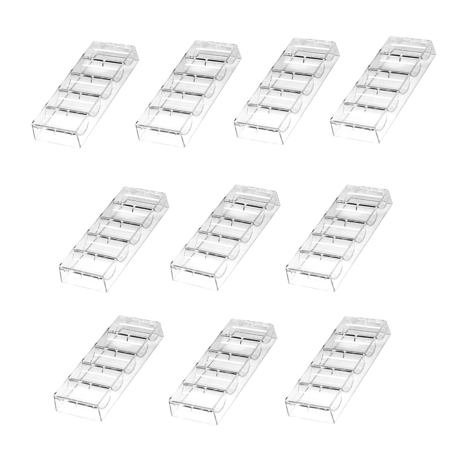 GSE™ 10-Pack Acrylic Poker Chip Tray. 100ct Casino Poker Chip Rack/Holder - Clear