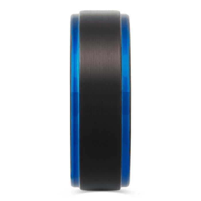 Manly Bands THE DJ Tungsten Black and Blue Plated 8mm Satin Finish