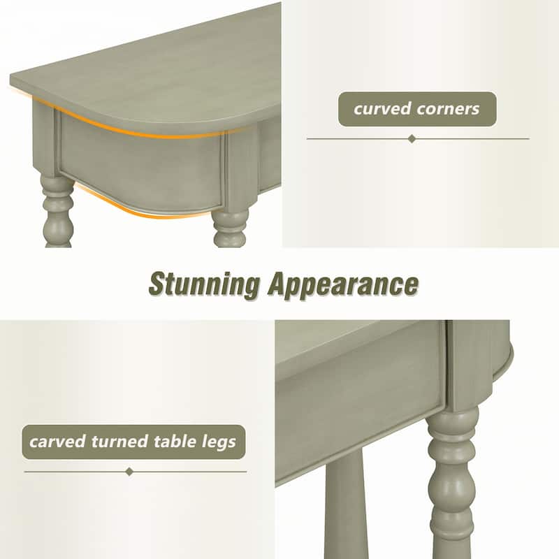 Narrow Console Table with Curved Corner (Gray)
