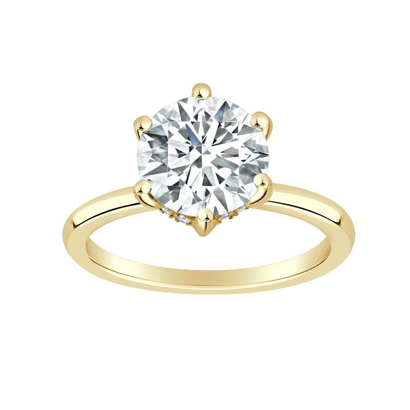 Auriya 14k Gold 7 1/6 ctw Lab grown 6-Prong Round Hidden Halo Diamond Engagement Ring (F-G VS)
