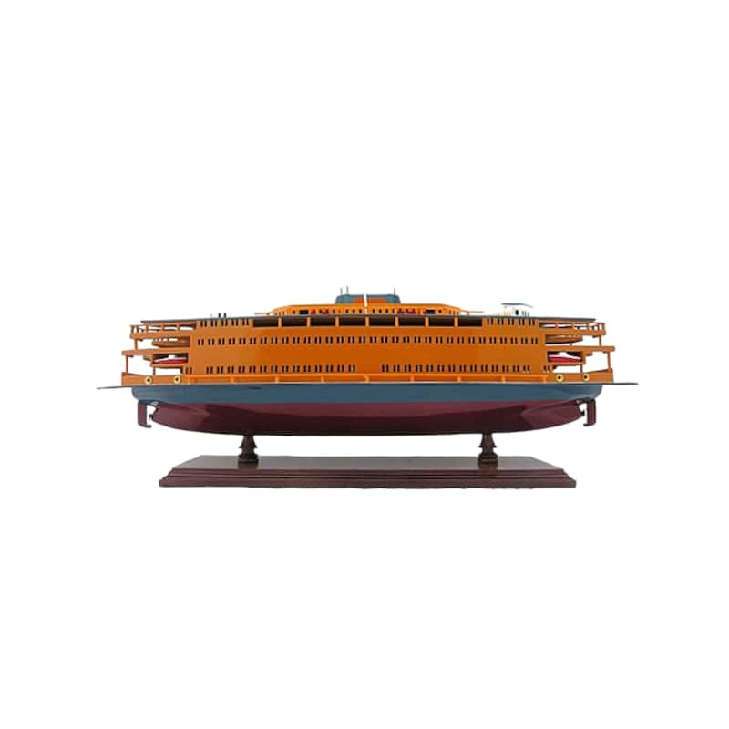 HomeRoots 11" Maroon Staten Island Ferry Boat Hand Painted Decorative Boat - 24' X '10.5' X '6