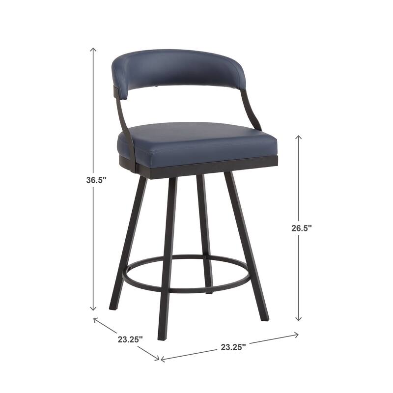 Bacalar Black Finish Metal Round Counter Height Table with Vegan Leather Swivel Chair Set by iNSPIRE Q Modern