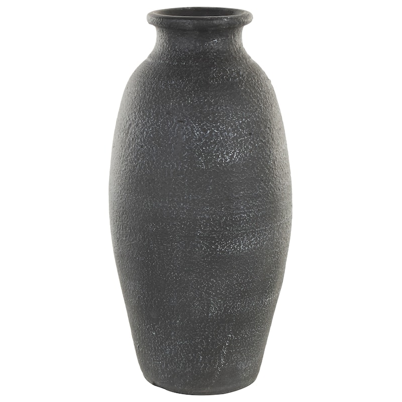 Black Ceramic Textured Whitewashed Vase
