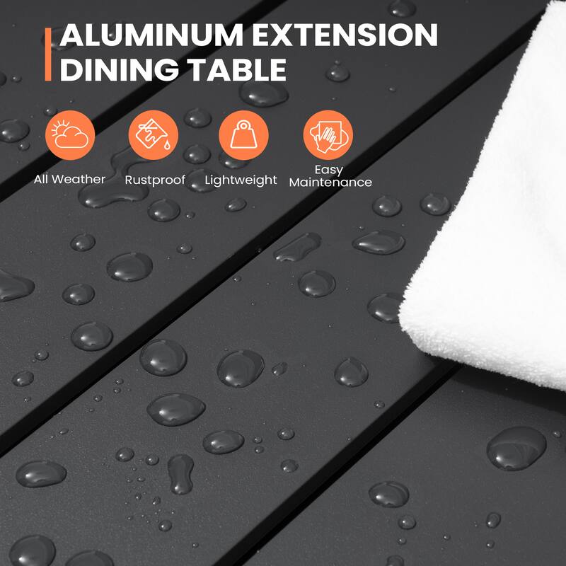 Outdoor Patio Aluminum Rectangular Extendable Patio Dining Table - N/A