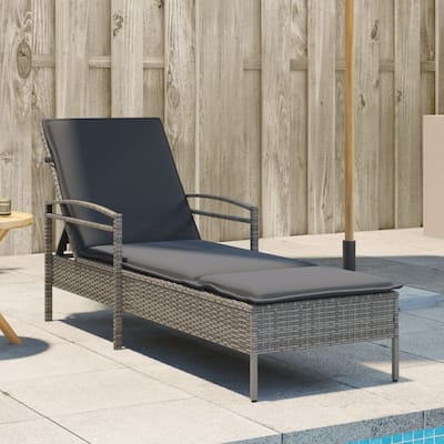 vidaXL Sun Lounger Grey Poly Rattan, Powder-Coated Steel And over - 79.0 x 24.8 x 31.9 in