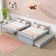 preview thumbnail 6 of 10, Full Size Rubberwood Bunk Bed with Pull-Out Trundle, Convertible to Two Separate Beds, Safety Guardrails and Ladder Included