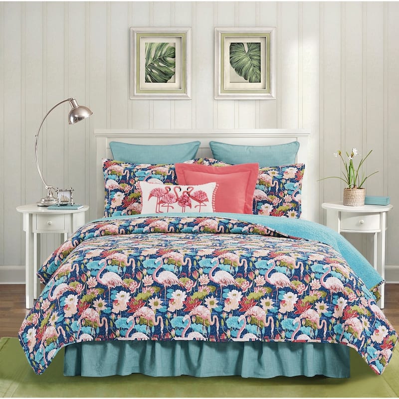 Flamingo Friends Dimensional Throw Pillow with Pom Poms