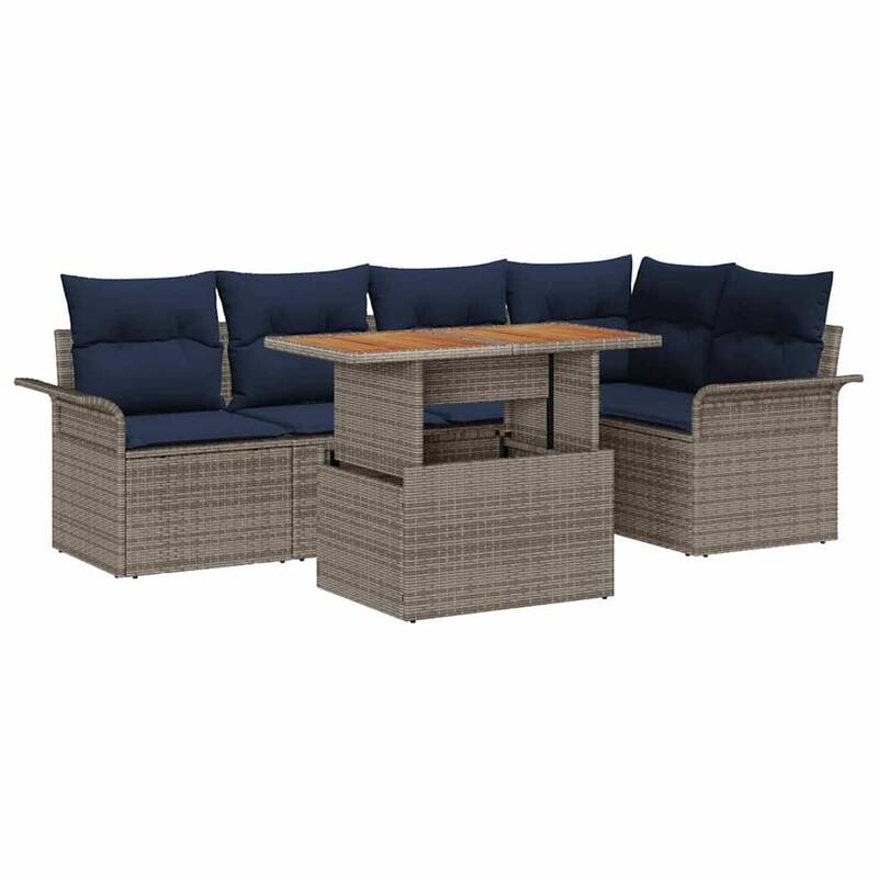 vidaXL 6 Piece Garden Sofa Set with Cushions - 95.5×52.2×27.2