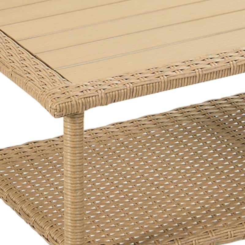 Moasis 2 Pieces Outdoor Wicker Bistro Patio Conversation Set with Loveseat and Side Table
