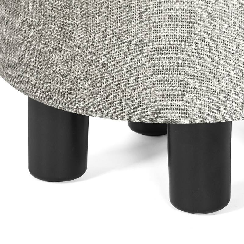 Adeco Round Ottoman Linen Footstool