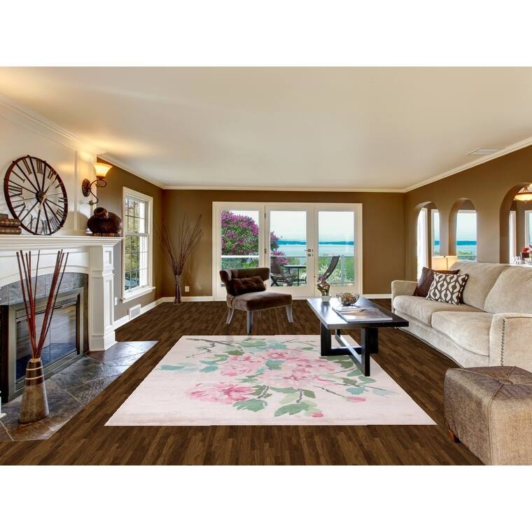 Floral Abstract Area Rug Handmade Wool & Silk Carpet - 6'7"x 9'7"