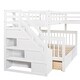preview thumbnail 8 of 14, Maximized space Design L-Shaped Wood Bunk Bed With Solid Construction, 3 Drawers, Ladder and Staircase, White