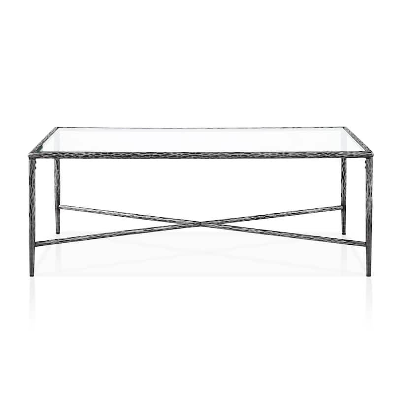 247 Shop At Home Lalia Modern Textured Metal X-Brace Coffee Table