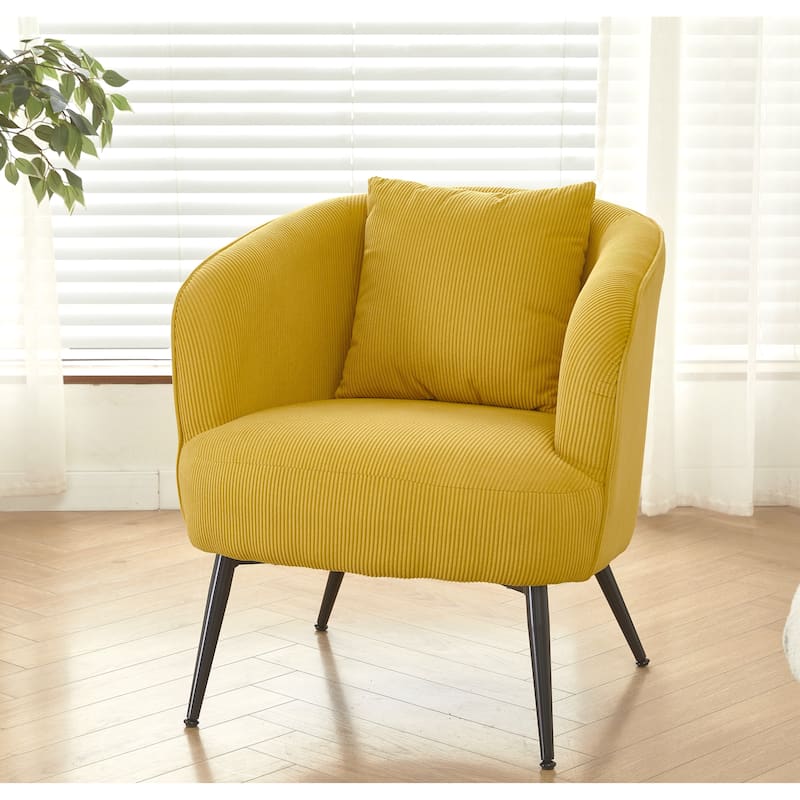 Modern Channel Back Corduroy Velvet Arm Chair