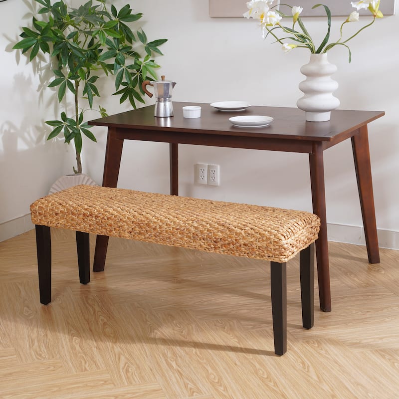 Made4Home Valencia Entryway Bench Water Hyacinth & Acacia Solid Wood - Brown