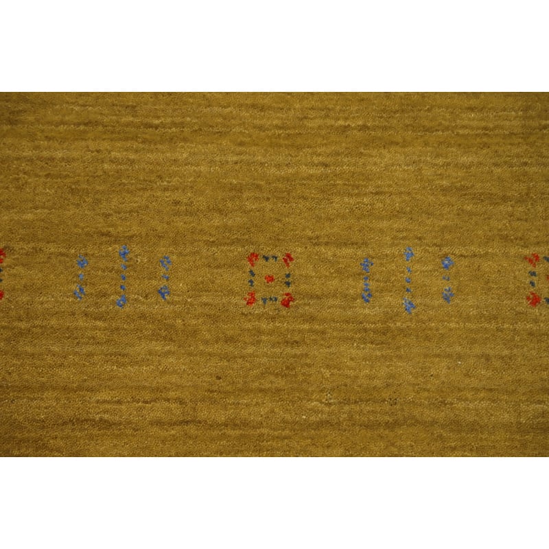 Hand Knotted Oriental 100% Wool Carpet Tribal Animal Pictorial Yellow & Gold Gabbeh Area Rug - 4' 0'' X 2' 0''