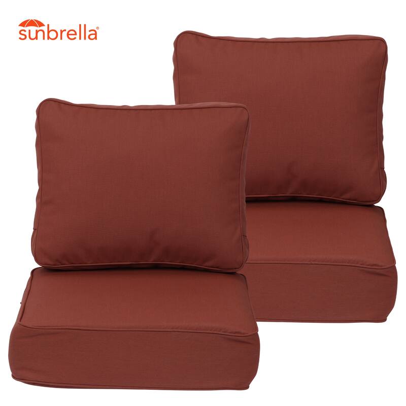 Aoodor 24x24x6 Inch Outdoor Patio Chair Cushions Set, Weather-Resistant Sunbrella Fabric Outdoor Cushion, Set of 2 - Canvas Henna