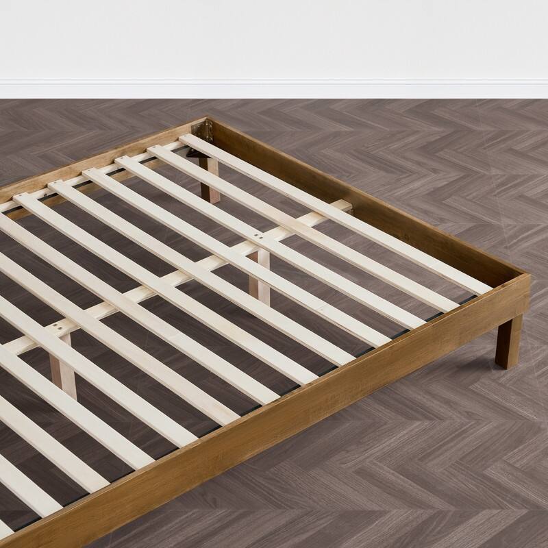 Spruce & Spring Modern Round Boucle Upholstered Platform Bed with Solid Wood Frame