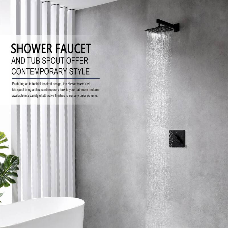 PROOX Wall Mount Square Shower Trim Kit with Single-Spray Shower Head