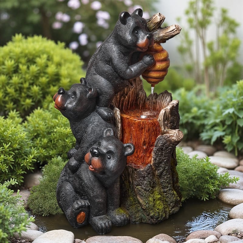 Black Bear Design Garden Decor Cascading Weather Resistant Fountain Water Fountain
