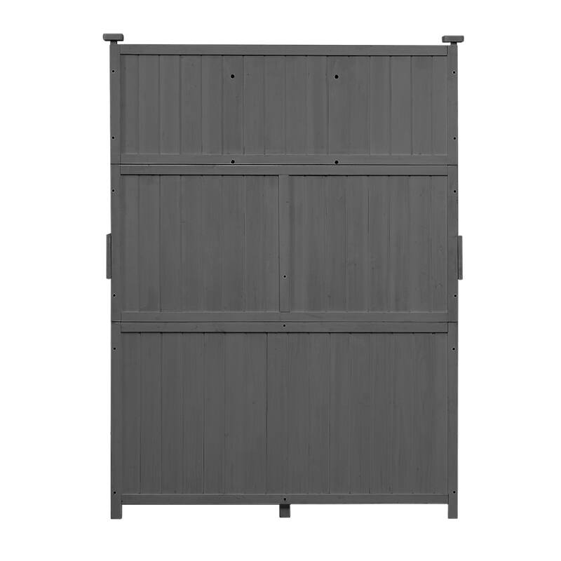 Outdoor Potting Bench Table, Gardening Workstation with Open Storage Shelves, Fir Wood Workstation with 2 Drawers and Cabinet